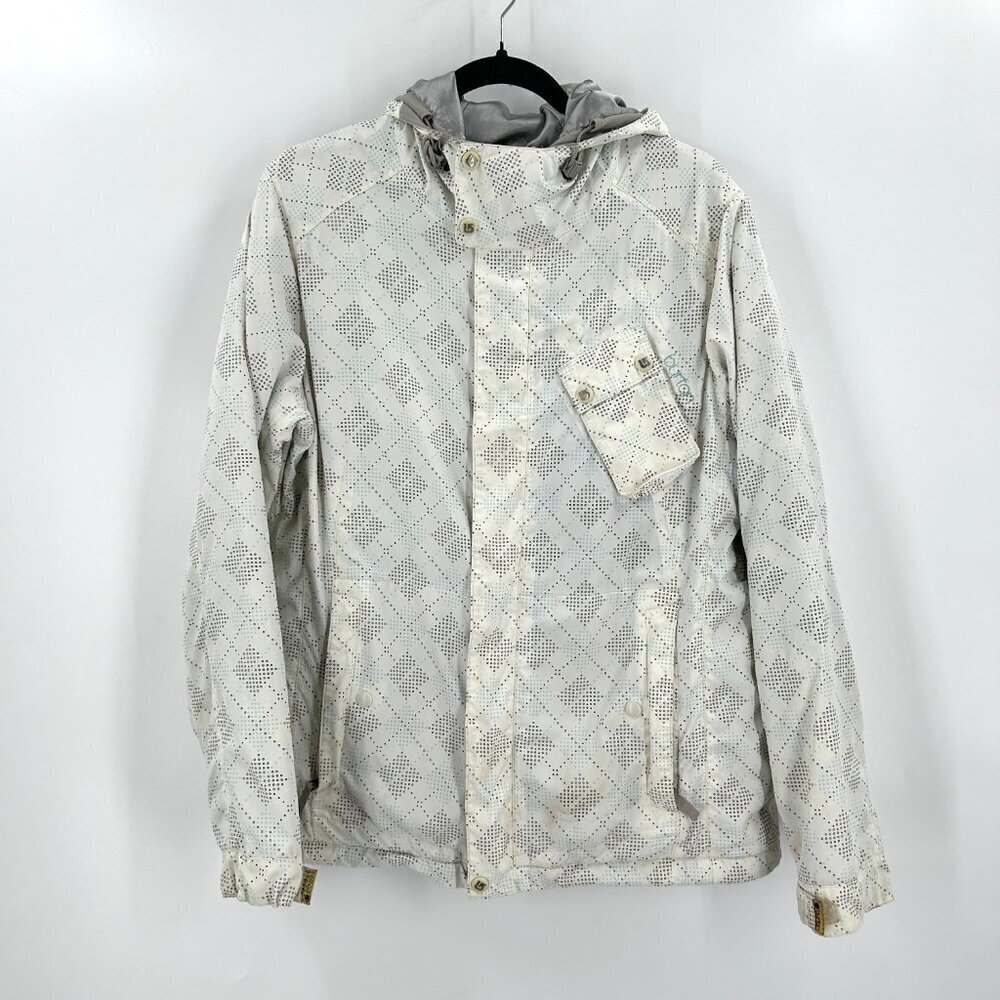 BURTON *Flawed* Women's White Brown Embroidered Snowboard Ski Jacket Size Large